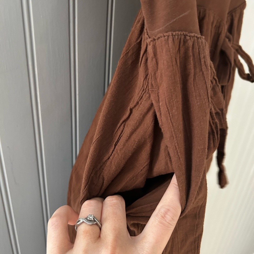 Aerie Small Brown Midi Dress At The Barre Bow Dress - Picture 3 of 6